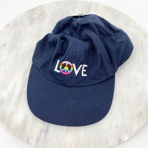 BP. Women's Navy Peace Love Embroidered Adjustable Baseball Cap OS